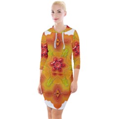 Pattern Symbol Ornament Symbolism Quarter Sleeve Hood Bodycon Dress