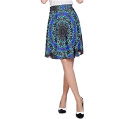 Fractal Tile Kaleidoscope Design A-line Skirt by Pakrebo