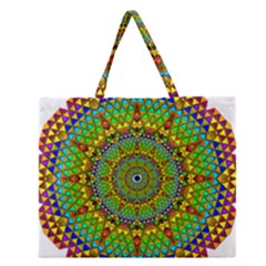 Tile Background Image Graphic Fractal Mandala Zipper Large Tote Bag by Pakrebo