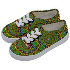 Tile Background Image Graphic Fractal Mandala Kids  Classic Low Top Sneakers by Pakrebo