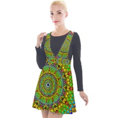 Tile Background Image Graphic Fractal Mandala Plunge Pinafore Velour Dress