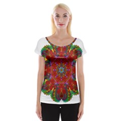 Mandala Fractal Graphic Design Cap Sleeve Top by Pakrebo