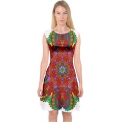 Mandala Fractal Graphic Design Capsleeve Midi Dress by Pakrebo