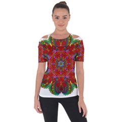 Mandala Fractal Graphic Design Shoulder Cut Out Short Sleeve Top by Pakrebo