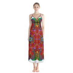 Mandala Fractal Graphic Design Button Up Chiffon Maxi Dress by Pakrebo