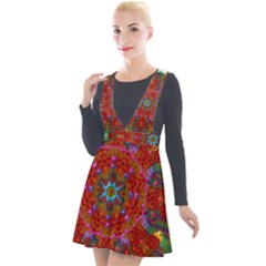 Mandala Fractal Graphic Design Plunge Pinafore Velour Dress