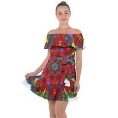 Mandala Fractal Graphic Design Off Shoulder Velour Dress