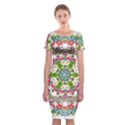 Floral Wreath Tile Background Image Classic Short Sleeve Midi Dress View1