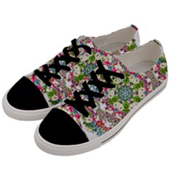 Floral Wreath Tile Background Image Men s Low Top Canvas Sneakers by Pakrebo