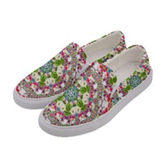 Floral Wreath Tile Background Image Women s Canvas Slip Ons by Pakrebo