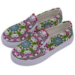 Floral Wreath Tile Background Image Kids  Canvas Slip Ons by Pakrebo