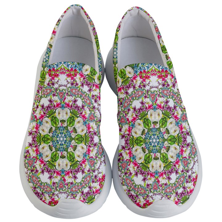 Floral Wreath Tile Background Image Women s Lightweight Slip Ons