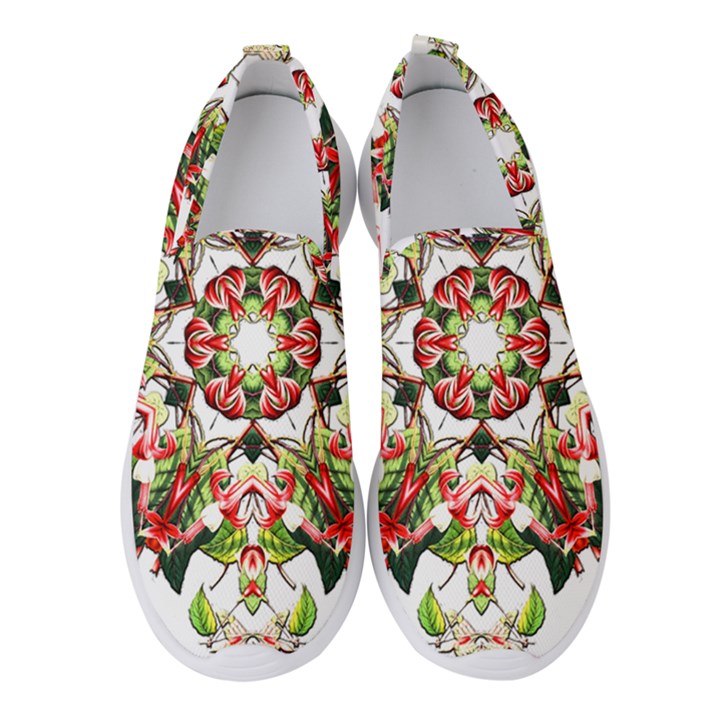 Tile Background Image Star Pattern Women s Slip On Sneakers