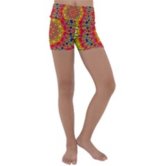 Pattern Button Logo Characters Kids  Lightweight Velour Yoga Shorts