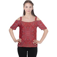 Tile Background Image Graphic 35 Red Cutout Shoulder Tee