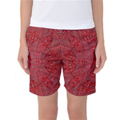 Tile Background Image Graphic 35 Red Women s Basketball Shorts