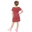 Tile Background Image Graphic 35 Red Kids  Short Sleeve Velvet Dress View2