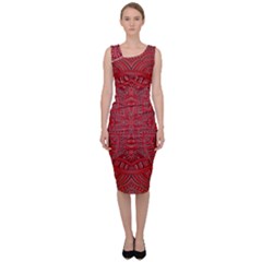 Tile Background Image Graphic 35 Red Sleeveless Pencil Dress