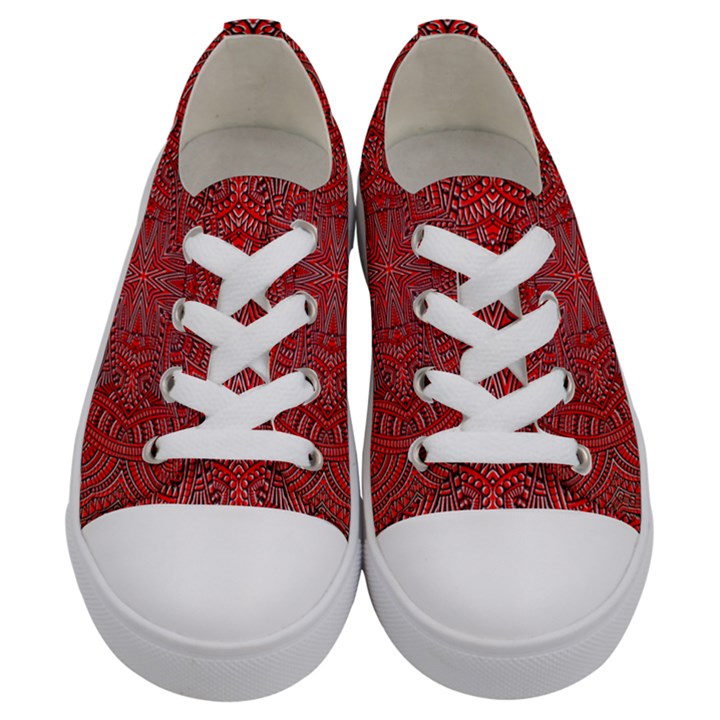 Tile Background Image Graphic 35 Red Kids  Low Top Canvas Sneakers