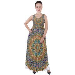 Colorful Pattern Color Empire Waist Velour Maxi Dress