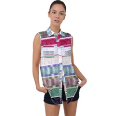 Scrapbook Scrap Elements Sleeveless Chiffon Button Shirt