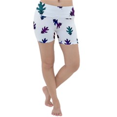 Blue Purple Leaves Lightweight Velour Yoga Shorts by LoolyElzayat