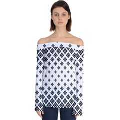 Black And White Tribal Off Shoulder Long Sleeve Top