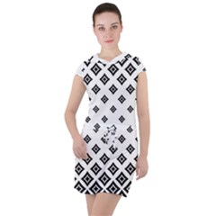 Black And White Tribal Drawstring Hooded Dress