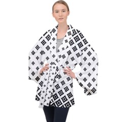 Black And White Tribal Velvet Kimono Robe