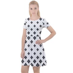 Black And White Tribal Cap Sleeve Velour Dress 