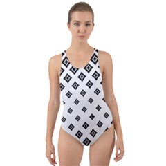 Black And White Tribal Cut-out Back One Piece Swimsuit by retrotoomoderndesigns