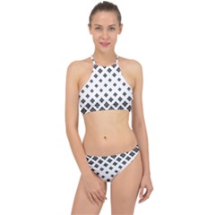 Black And White Tribal Racer Front Bikini Set by retrotoomoderndesigns