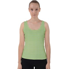 Green Gingham Velvet Tank Top by retrotoomoderndesigns