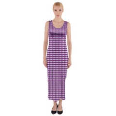 Purple Gingham Fitted Maxi Dress