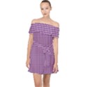 Purple Gingham Off Shoulder Chiffon Dress View1