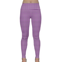 Purple Gingham Lightweight Velour Classic Yoga Leggings by retrotoomoderndesigns