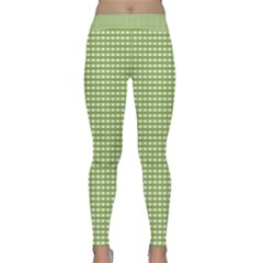 Green Gingham Classic Yoga Leggings by retrotoomoderndesigns