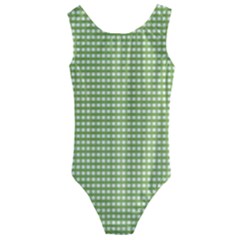 Green Gingham Kids  Cut-out Back One Piece Swimsuit