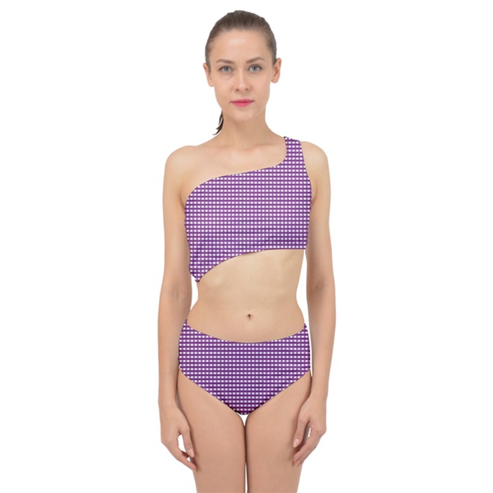 Purple Gingham Spliced Up Two Piece Swimsuit