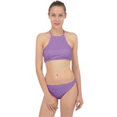 Purple Gingham Racer Front Bikini Set by retrotoomoderndesigns