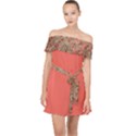 Coral Marble Off Shoulder Chiffon Dress View1