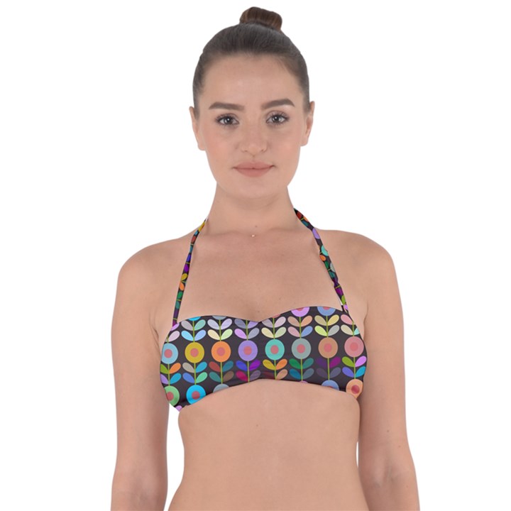 Zappwaits Flowers Halter Bandeau Bikini Top