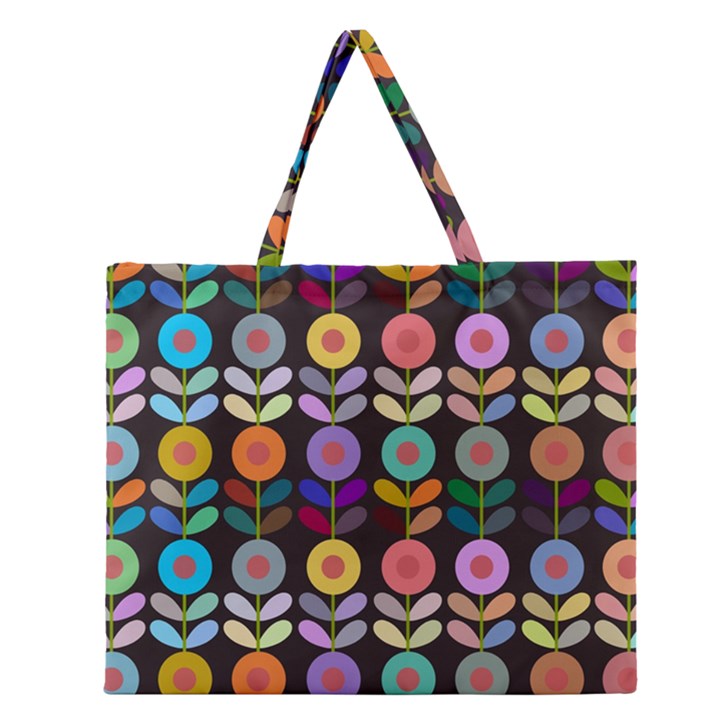 Zappwaits Flowers Zipper Large Tote Bag