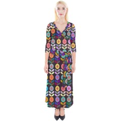 Zappwaits Flowers Quarter Sleeve Wrap Maxi Dress by zappwaits