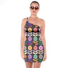 Zappwaits Flowers One Soulder Bodycon Dress by zappwaits