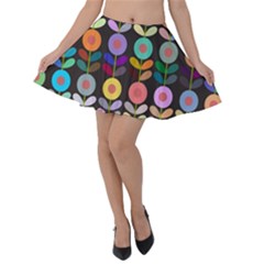 Zappwaits Flowers Velvet Skater Skirt