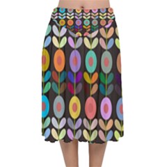 Zappwaits Flowers Velvet Flared Midi Skirt by zappwaits