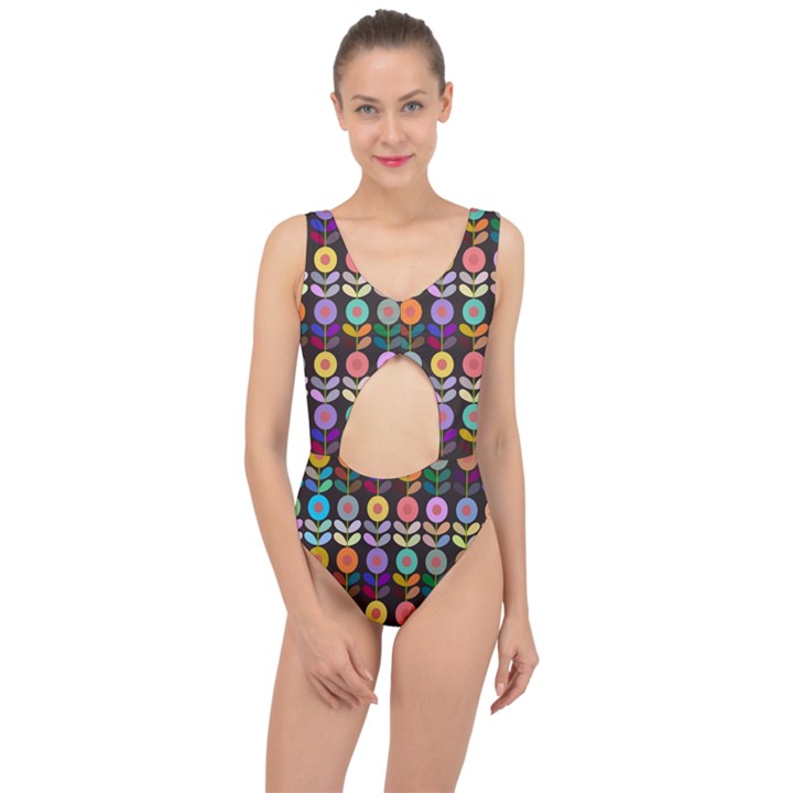 Zappwaits Flowers Center Cut Out Swimsuit