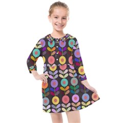 Zappwaits Flowers Kids  Quarter Sleeve Shirt Dress by zappwaits