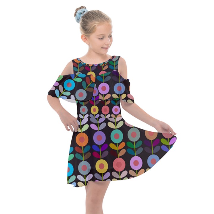 Zappwaits Flowers Kids  Shoulder Cutout Chiffon Dress